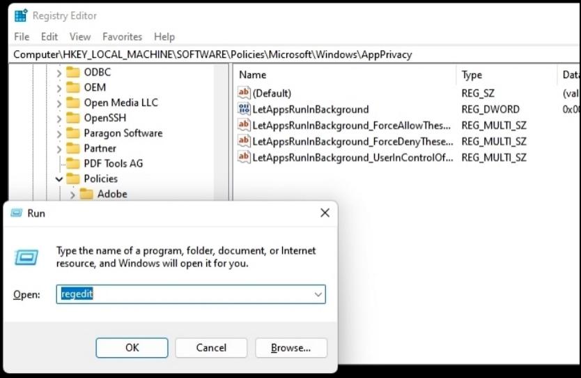 打開註冊表編輯器