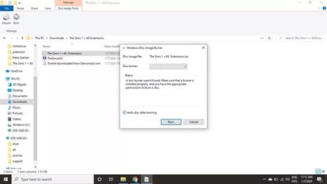 從通知中選擇刻錄選項
