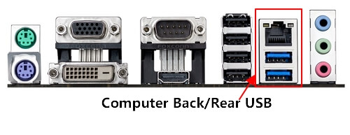 使用電腦背後的USB插槽重新連接速度較慢的外接硬碟