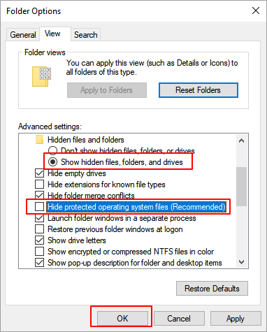 顯示大的Desktop.ini檔案