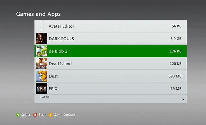 選擇損壞的 Xbox 360 遊戲