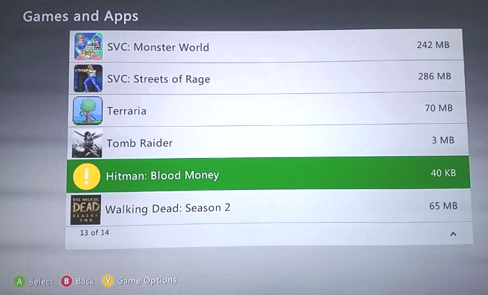 刪除保存在 Xbox 360 硬碟中損壞遊戲