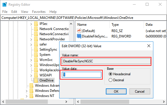 在註冊表編輯器中禁用 OneDrive