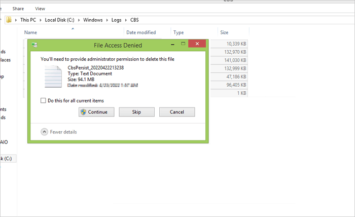 修復錯誤代碼 0x800f0954 - 清理 CBS logs-1