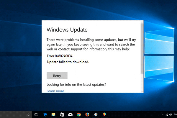Windows 更新 0x80240034