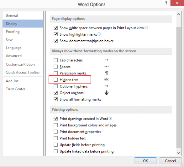 在 Word 中顯示隱藏文字