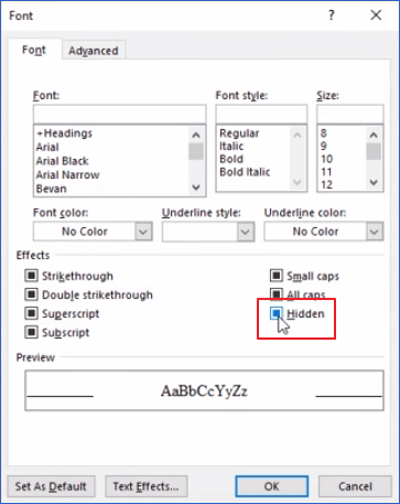 取消隱藏 Word 文字內容