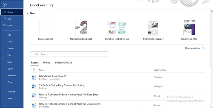 Microsoft Office 無法開啟此檔案,因為某些部分丟失或無效