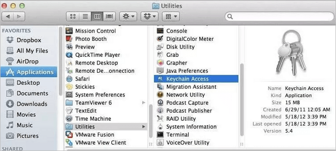 開啟鑰匙串訪問