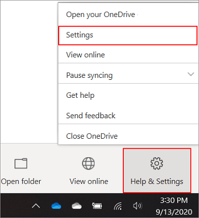 在 OneDrive 中打開設定