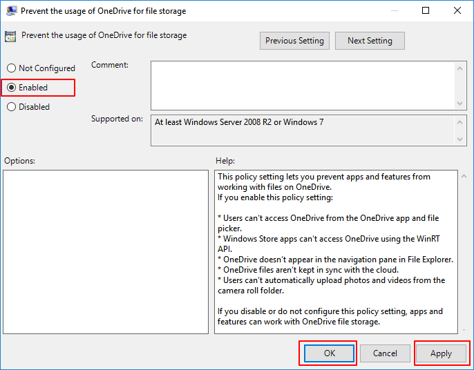 阻止在 Computer Configuration 中使用 OneDrive