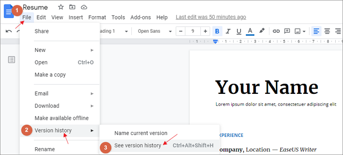恢復未存檔的 google docs 文件 - 步驟 1