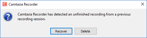 恢復沒存檔的 Camtasia 錄影