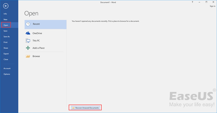 復原未儲存的文件