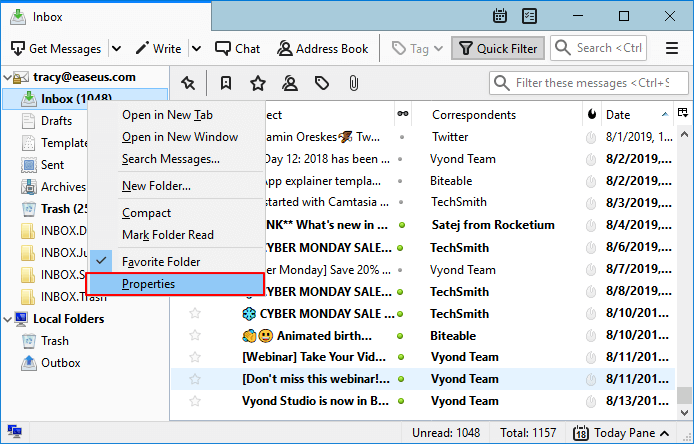 修復收件箱以恢復損壞的 Thunderbird 電子郵件。