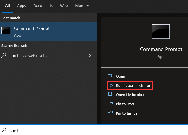 以管理員身份運行 cmd