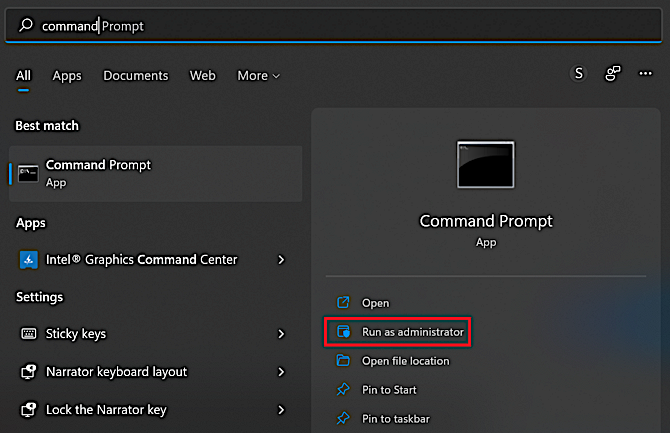 使用系統管理員身分開啟命令提示字元