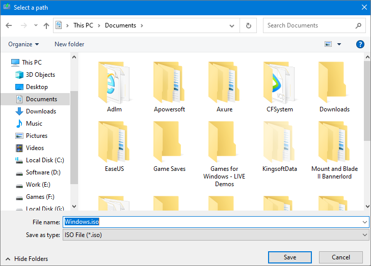 將ISO儲存到您的電腦