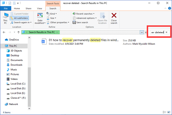 在檔案總無感中搜尋檔案