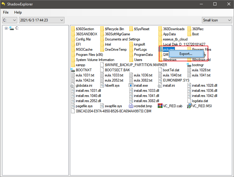 選擇要恢復的文件