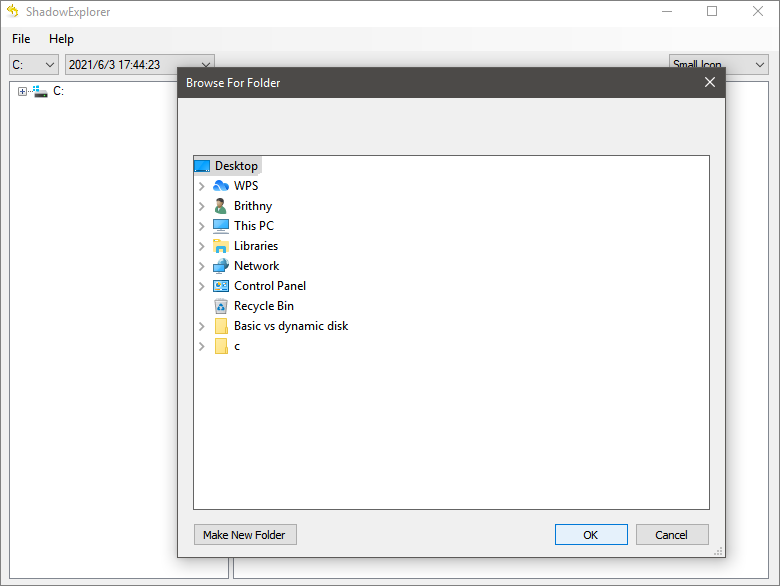選擇儲存恢復檔案的位置