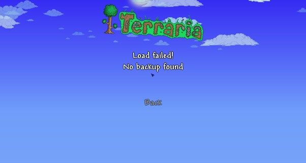 Terraria 加載失敗，未找到備份