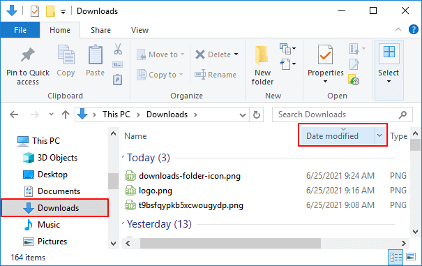 按修改日期尋找下載的項目