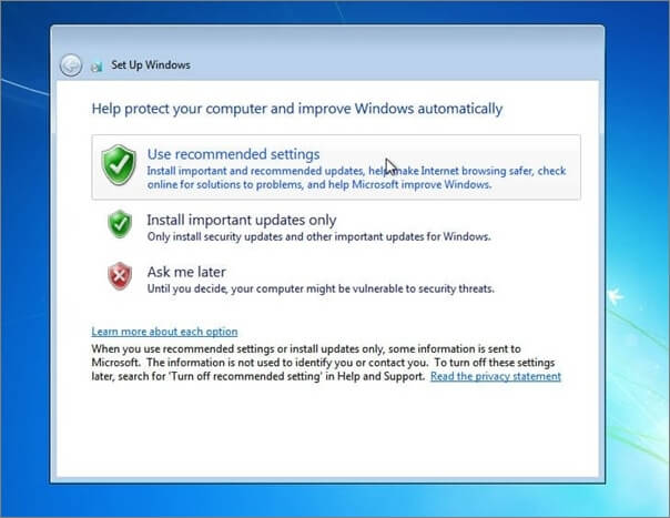使用 Windows 7 推薦設定