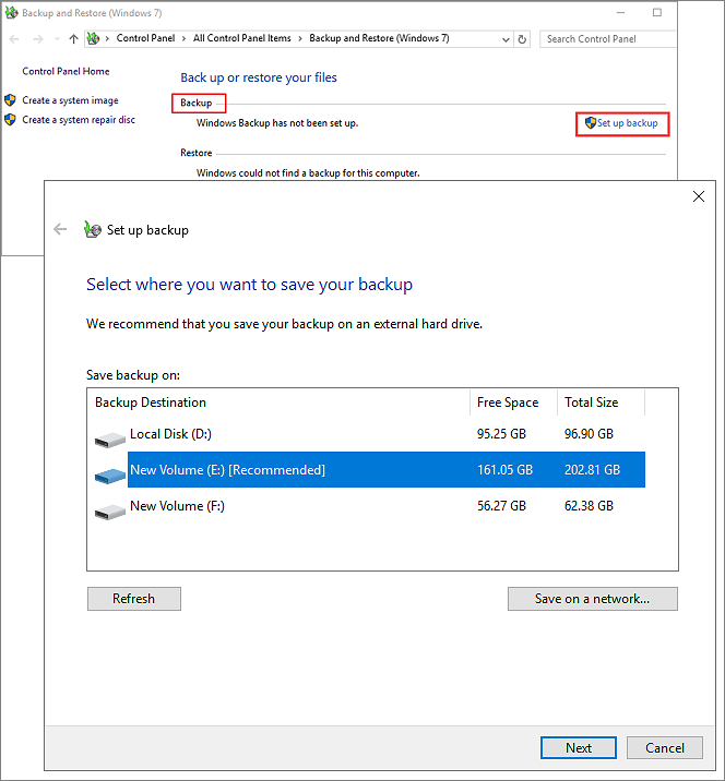 選擇要備份的硬碟