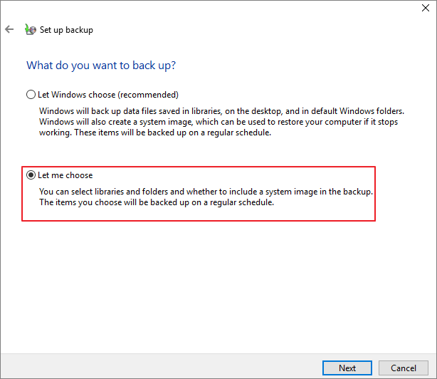 選擇要備份的檔案