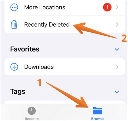 最近刪除的檔案