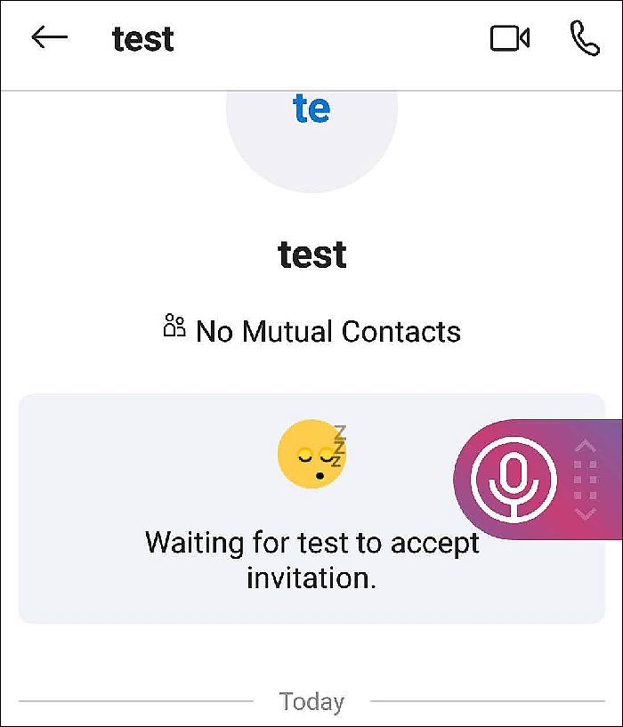 點擊紫色按鈕,開始在您的 Android 上錄製 Skype 通話