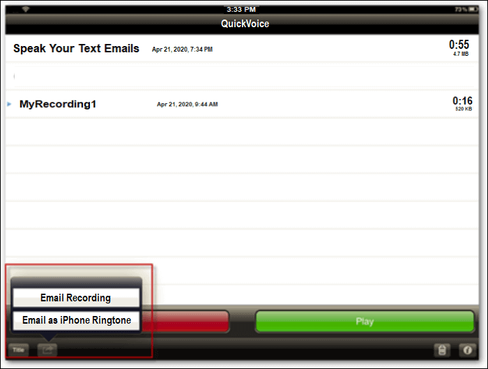 使用 QuickVoice 在 iPhone 上錄製 Skype 通話