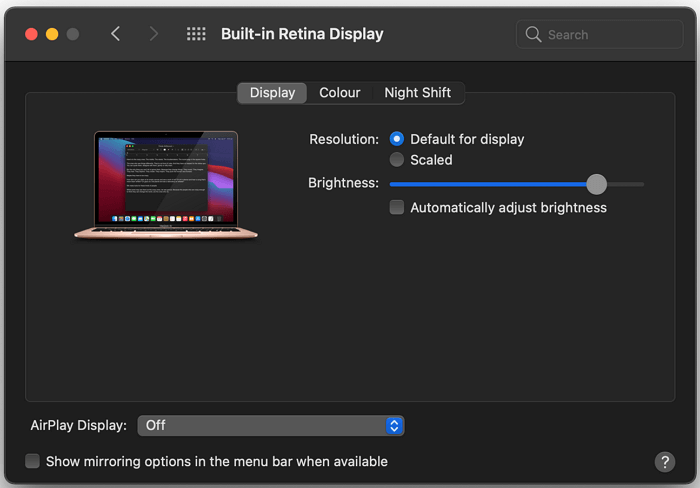 顯示重設為預設值