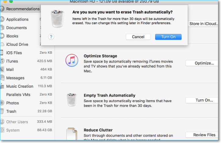 點擊打開以自動清空資源回收桶