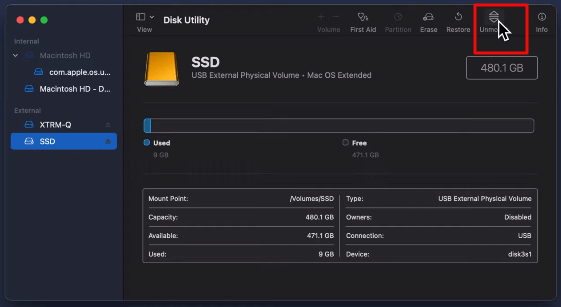 掛載/卸載外接硬碟
