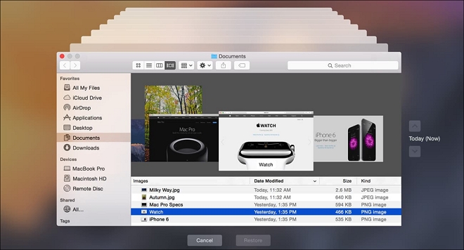 從 Time Machine 恢復 Word
