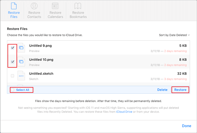 選擇iCloud備份並還原到Mac