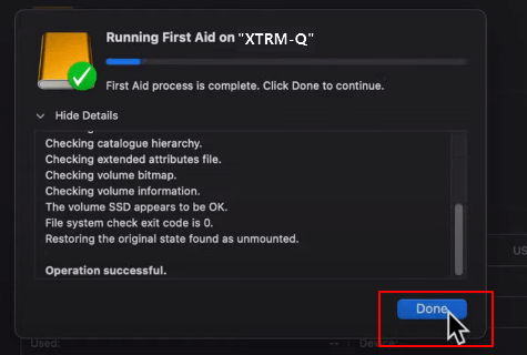 完成使用修理工具修理 SD 卡