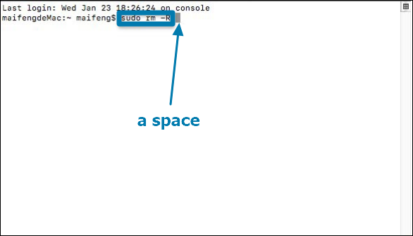 輸入 sudo rm-R 命令