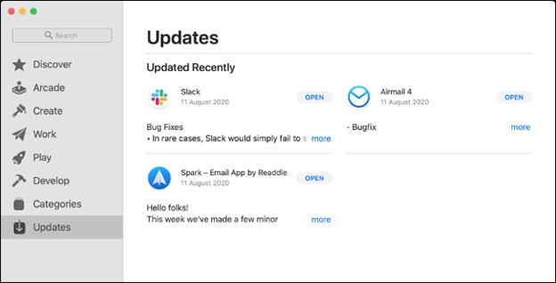 點擊側面選單上的更新