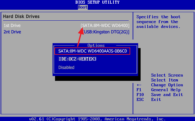 將 IDE 克隆到 SATA 後變更 BIOS 開機順序