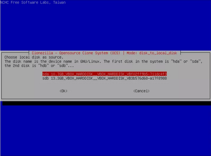 選擇要克隆的源磁碟