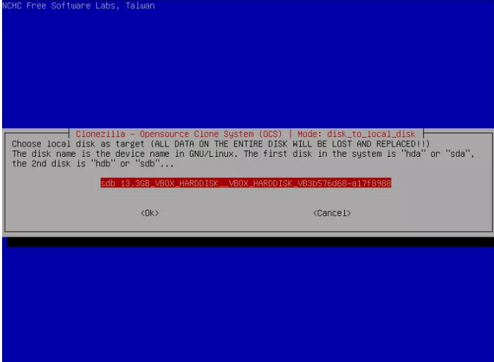 選擇目標硬碟克隆