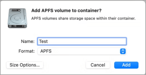 在 mac 上建立磁碟區