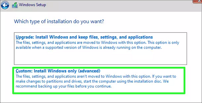 選擇自定義安裝