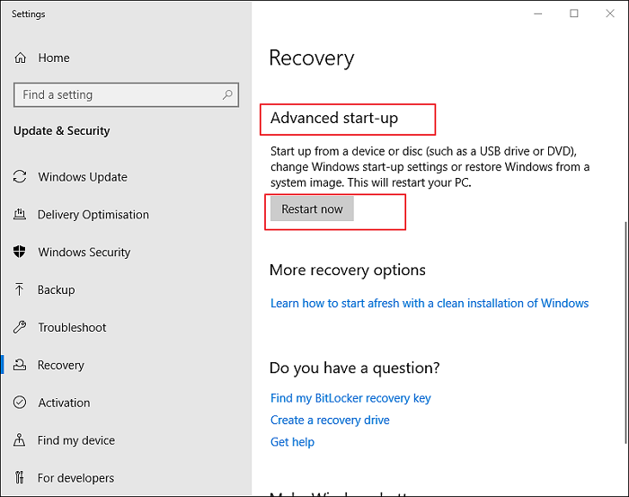 點擊立即重啟按鈕