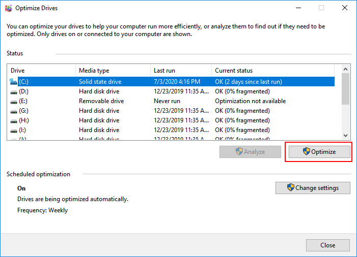 對硬碟進行磁碟重組