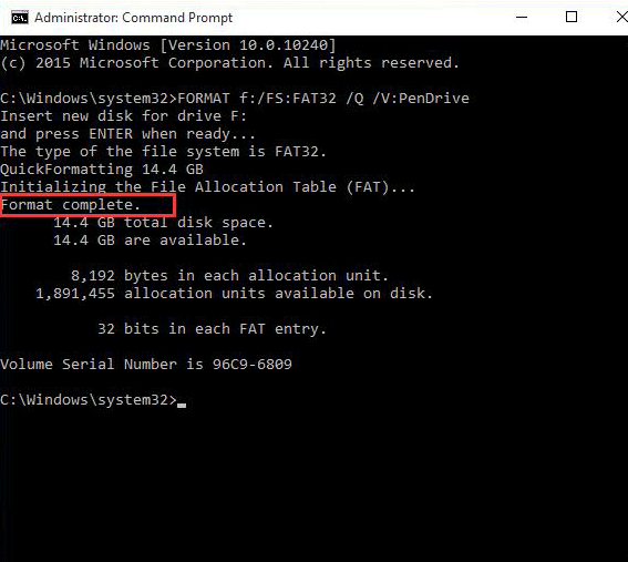 使用 cmd 修復格式化未完成