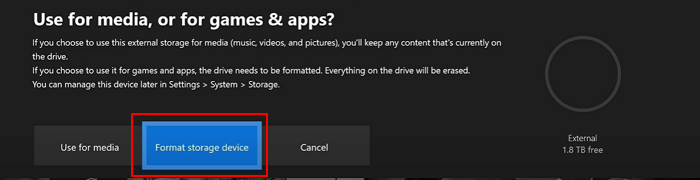 選擇格式化外接式硬碟